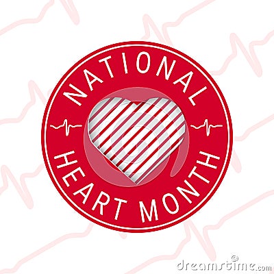 National heart month concept in flat style Vector Illustration