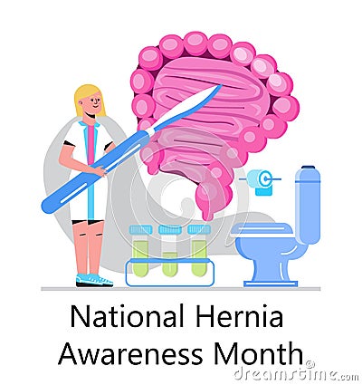 National Hernia awareness month concept vector. Medical eventin June Vector Illustration