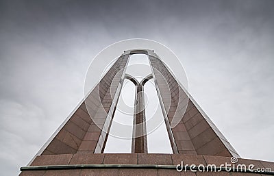 National Heroes Memorial Monument in Carol Park from Bucharest - wide view in a cloudy day Editorial Stock Photo