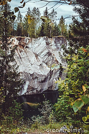 The national Highland Park Ruskeala in the Republic of Karelia, Russia. Russian tourism concept. Beautiful autumn Stock Photo