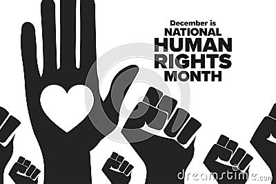 National Human Rights Month. Holiday concept. Template for background, banner, card, poster with text inscription Vector Illustration