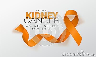 National Kidney Cancer Awareness Month. Orange Color Ribbon Isolated On Transparent Background. Vector Design Template Vector Illustration