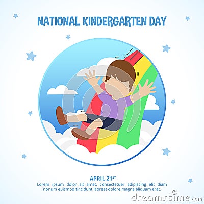 National Kindergarten Day background with a child playing Vector Illustration