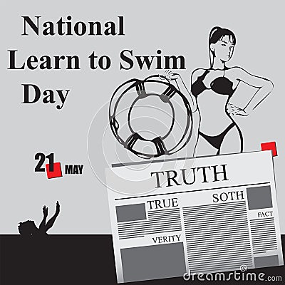 National Learn to Swim Day Vector Illustration