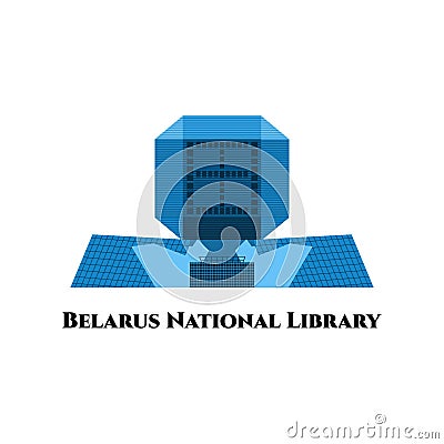 National Library in Minsk city, Belarus. The biggest library in the Republic of Belarus. Very impressive building. Attractive Vector Illustration