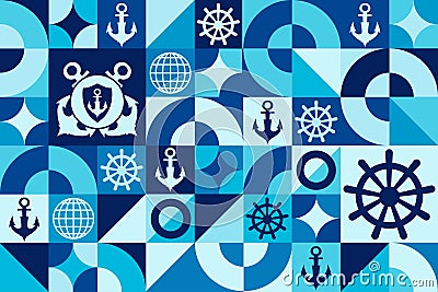 National Maritime Day. Seamless geometric pattern. Template for background, banner, card, poster. Vector EPS10 Vector Illustration