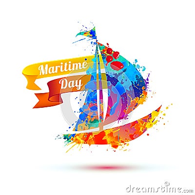 National Maritime Day. Splash paint Vector Illustration