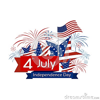 Fourth of July - vector illustration of American Independence Day - 4th of July typographic design USA Cartoon Illustration
