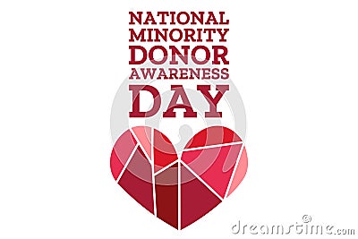 National Minority Donor Awareness Day. August 1. Holiday concept. Template for background, banner, card, poster with Vector Illustration