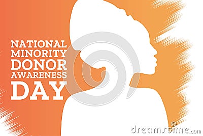 National Minority Donor Awareness Day. August 1. Holiday concept. Template for background, banner, card, poster with Vector Illustration