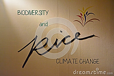 National museum of Anthropology biodiversity and rice wall sign in Manila, Philippines Editorial Stock Photo