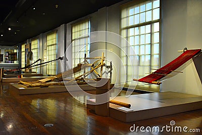 National museum of Anthropology Philippine textile manual weaver in Manila, Philippines Editorial Stock Photo