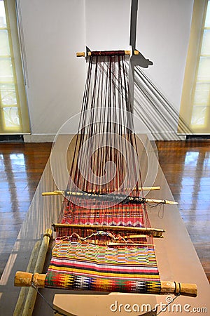 National museum of Anthropology Philippine textile manual weaver in Manila, Philippines Editorial Stock Photo