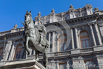 National Museum of Art and Statue of Charles IV El Caballito de TolsÃ¡ in Mexico City in Mexico City historic centre in Mexico Stock Photo