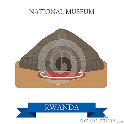 National Museum in Butare in Rwanda. Flat vector i Vector Illustration