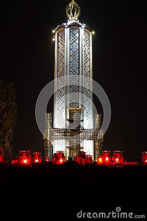 National Museum Holodomor victims Memoriall or Commemoration of Famines` Victims in Ukraine at night light during Stock Photo