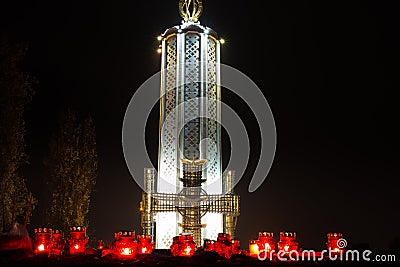 National Museum Holodomor victims Memoriall or Commemoration of Famines` Victims in Ukraine at night light during Stock Photo