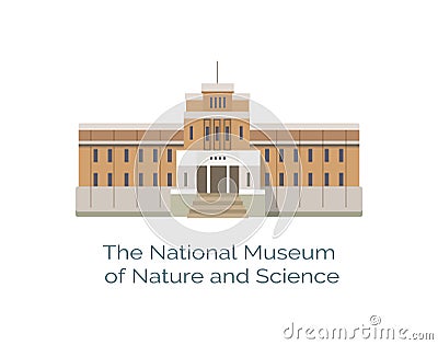 National Museum of Nature and Science in Ueno Park Vector Illustration