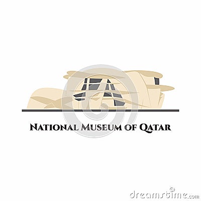 The National Museum of Qatar vector flat cartoon style. It is a national museum in Doha, Qatar. This place worth to visit. Tourist Vector Illustration