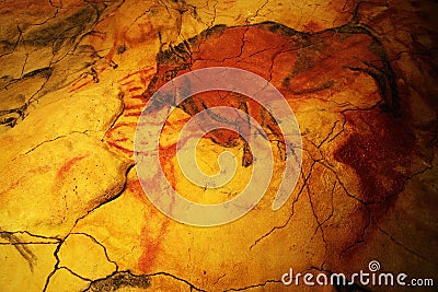 ALTAMIRA, CANTABRIA, SPAIN, JULY 29, 2018: Interior view of Altamira Museum Cave Editorial Stock Photo