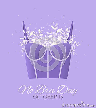 National No Bra Day. Modern Vector banner with bra Vector Illustration