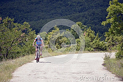 NATIONAL PARK GALICICA,MACEDONIA -JUNE 21, 2015:Bicycle Tour Editorial Stock Photo