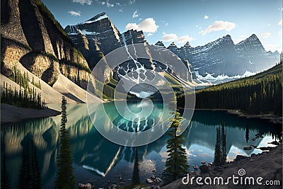 National park panorama, digital illustration painting artwork, poetic scenery background Cartoon Illustration