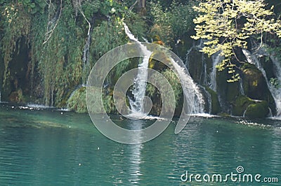 National Park Plitvice Lakes Croatia - Beatiful Waterfall splitted Stock Photo