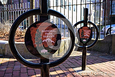 National Park Service emblems New Bedford Massachusetts Editorial Stock Photo