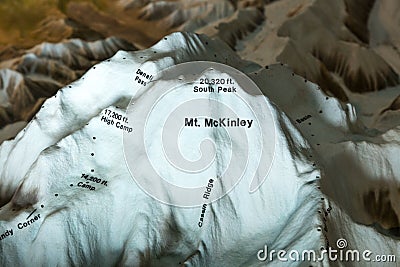 National Parks model of Mount Denali and Alaska Mountain Range, Denali National Park, Alaska Editorial Stock Photo