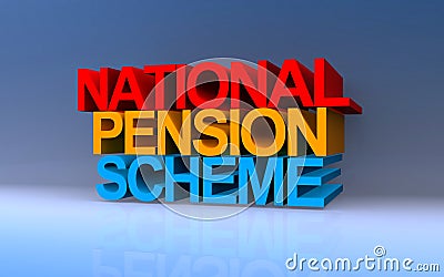 national pension scheme on blue Stock Photo