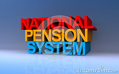 national pension system on blue Stock Photo