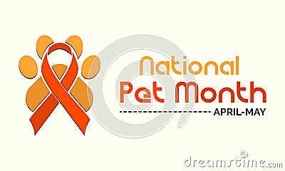 National Pet Month Observed on Annual Calendar of Every May Month Awareness Vector Illustration. Banner, Poster International Vector Illustration