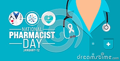 National Pharmacist day background design template use to background, banner, placard, card, book cover, Vector Illustration