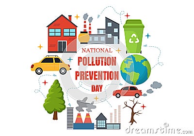 National Pollution Prevention Day Vector Illustration on 2 December for Awareness Campaign Factory, Forest or Vehicle Problems Vector Illustration