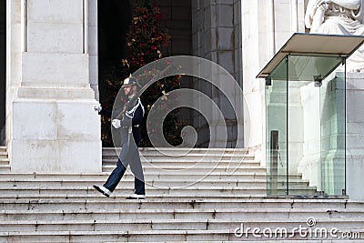 National Republican Guard, GNR, sentry at the Sao Bento Palace, the seat of the Assembly of the Portuguese Republic, Lisbon Editorial Stock Photo