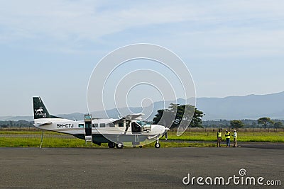 Small plane cruise, private airport in Africa Editorial Stock Photo