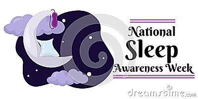 National Sleep Awareness Week, Horizontal banner design for theme design Vector Illustration