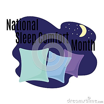 National Sleep Comfort Month, idea for poster, banner, flyer or postcard Vector Illustration