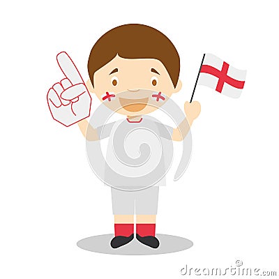 National sport team fan from England with flag and glove Vector Illustration Vector Illustration
