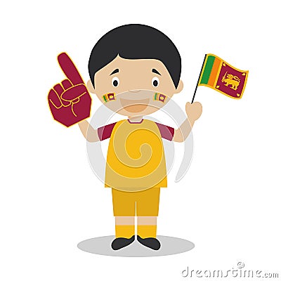 National sport team fan from Sri Lanka with flag and glove Vector Illustration Vector Illustration