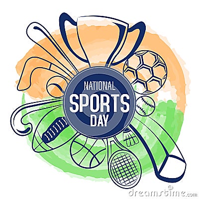 National Sports Day line art vector design Vector Illustration