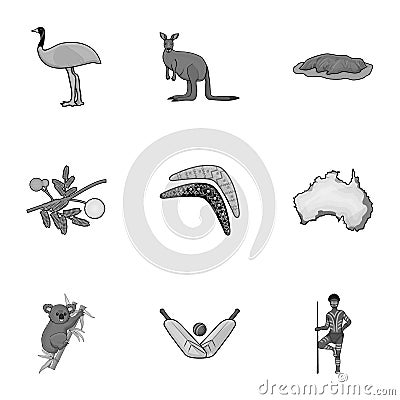 National symbols of australia. Web icon on Australia theme. Australia icon in set collection on monochrome style vector Vector Illustration