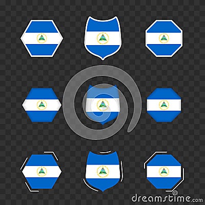 National symbols of Nicaragua on a dark transparent background, vector flags of Nicaragua Vector Illustration