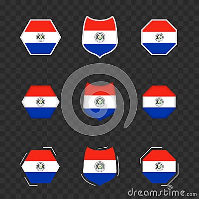 National symbols of Paraguay on a dark transparent background, vector flags of Paraguay Vector Illustration