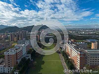 Aerial view of National Taipei University at Sanxia district, New Taipei City, Taiwan. Stock Photo