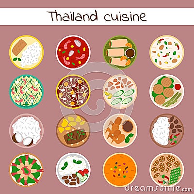 National traditional thai food thailand asian plate cuisine seafood prawn cooking delicious and hot ingredient dinner Vector Illustration