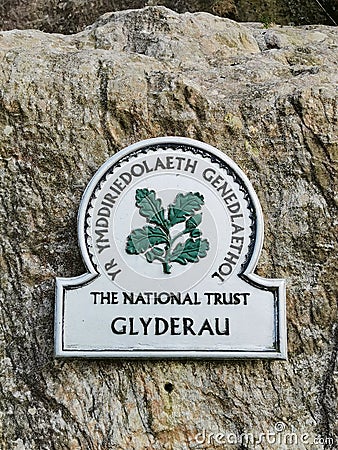 National trust sign for Glyderau Stock Photo