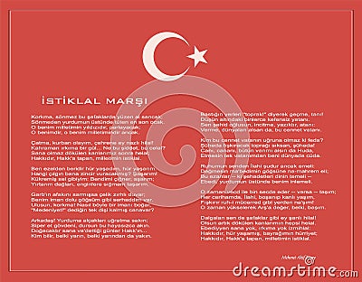 National Turkish istiklal marsh as independence anthem vector poster with text Vector Illustration