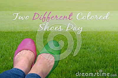 Two Different Colored Shoes Day Stock Photo